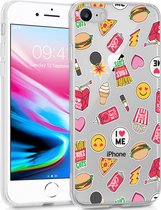 iMoshion Hoesje Geschikt voor iPhone SE (2022) / SE (2020) / 8 / 7 Hoesje Siliconen - iMoshion Design hoesje - Meerkleurig / Allover Fastfood