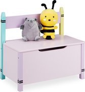 Relaxdays speelgoedkist op pootjes - kinderbankje met opbergruimte - opbergbankje kind