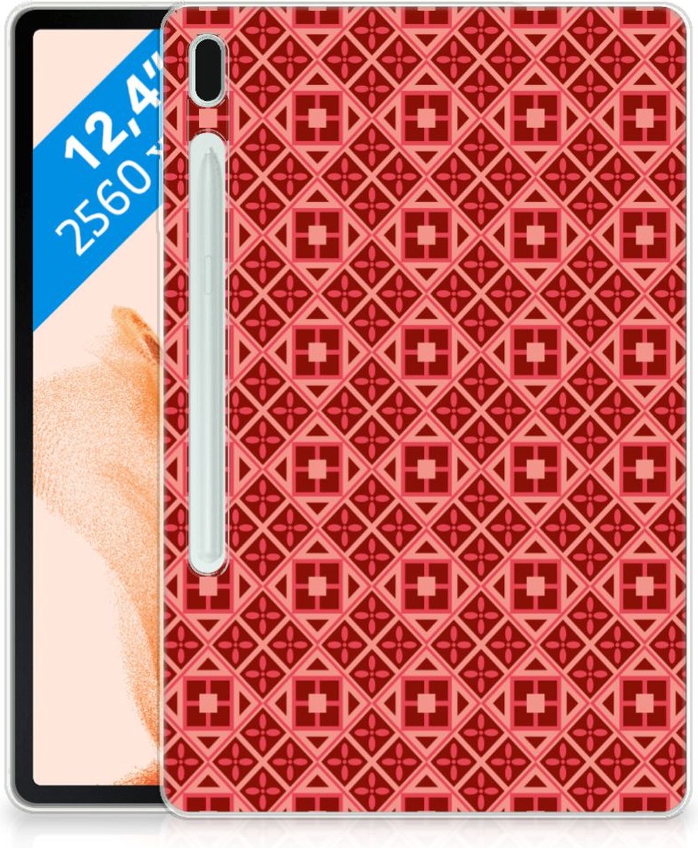Samsung Galaxy Tab S7FE Hippe Hoes Batik Rood