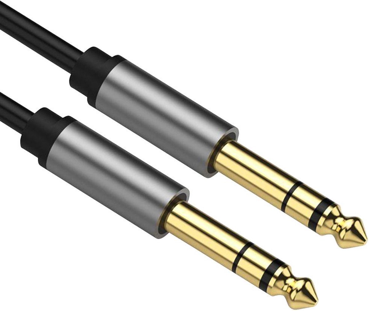 Jack Kabel - 6.3 mm naar 6.3 mm - Male to Male - Universeel - Zwart - 1 meter - Allteq