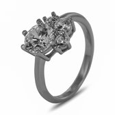 Silventi 9SIL-21822 Zilveren Ring - Dames - Zirkonia - 11,3 x 11 mm - Maat 54 - Rhodium - Zilver