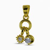 Silventi 9SIL-21857 Zilveren Hanger - Dames - Zirkonia - Zon en Maan - 12,6 x 9 mm - Zilver - Gold Plated (Verguld/Goud op Zilver)