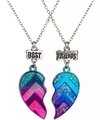 foto van Akyol – Best Friends - 2 Leuke Vriendschapskettingen -vriendinnen ketting -bff cadeau -best friends cadeau- Roze & Blauwe Hartjes - Best Friends – bff – twee delige ketting – hartje – samenvoegen – blauw – roze – paars - vriendschap – Friends – best