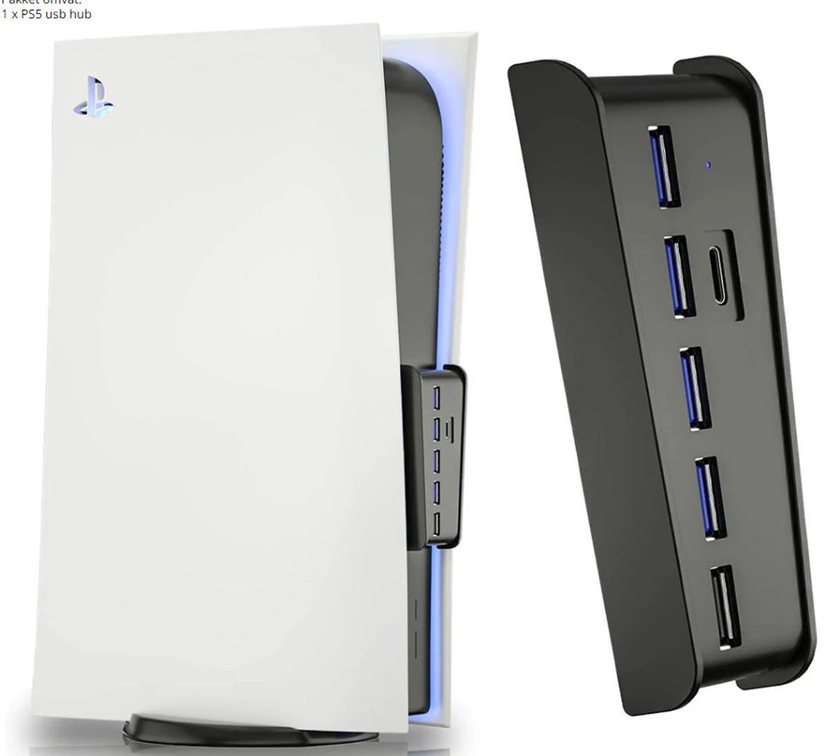 PS5 USB hub zwart