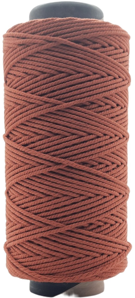 Macrame Touw - Lux -1200 gr-4 mm - Terracotta - 205 mt - Gerecycled-Katoen-Koord-Plantenhanger - Wandkleed-Dromenvanger-Macrame pakket