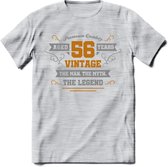 56 Jaar Legend T-Shirt | Goud - Zilver | Grappig Verjaardag Cadeau | Dames - Heren | - Licht Grijs - Gemaleerd - L