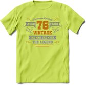 76 Jaar Legend T-Shirt | Goud - Zilver | Grappig Verjaardag Cadeau | Dames - Heren | - Groen - 3XL