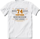 74 Jaar Legend T-Shirt | Goud - Zilver | Grappig Verjaardag Cadeau | Dames - Heren | - Wit - S