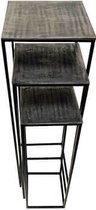 Wandtafel  - Wandtafels - set van 3  - sidetable - massief - metalen frame  -  H115cm