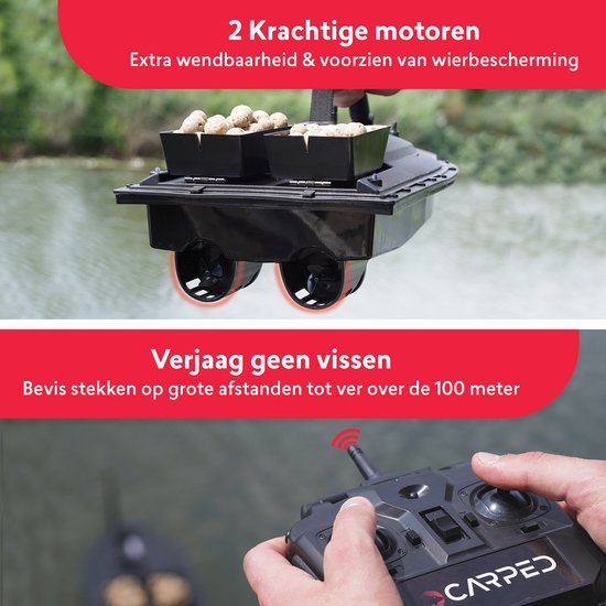 CARPED® Voerboot - Incl. 2 Accu's en Tas - 500 Meter Bereik - 1KG Voercapaciteit - Karper Vissen Baitboat - Hengelsport Materiaal - Visspullen Accesoires — afbeelding 5