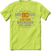 90 Jaar Legend T-Shirt | Goud - Zilver | Grappig Verjaardag Cadeau | Dames - Heren | - Groen - S