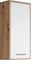 Badplaats Badkamerkast Aura 37 x 24 x 77 cm - Eiken met Wit - Hangende Kolomkast met 1 Deur