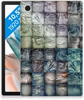 Siliconen Bumper Samsung Galaxy Tab A8 2021 Hoesje maken Spijkerbroeken met transparant zijkanten