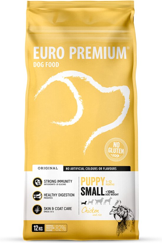 maïs krekel Beoordeling Euro-Premium Puppy Small Kip - Rijst 12 kg | bol.com