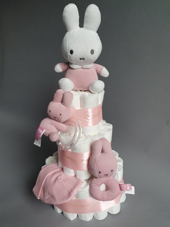 Cadeau de naissance fille| Gâteau de couches fille | Gâteau de Couches Rose  | Miffy| 3... | bol