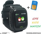 Kinder Smartwatch GPS inclusief Simkaart - Zwart - Kinder Horloge - GPS Tracking - One Size - Nederlandstalig