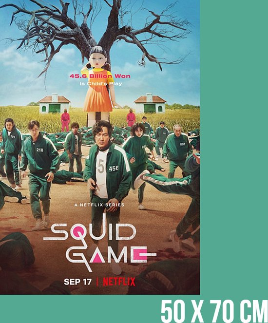 Allernieuwste Game 5 - TV serie - Inktvisspel - Zuid-Koreaanse Dramaserie - kleur - 50 x 70 cm