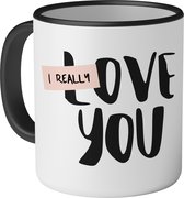 Mok met tekst: I really love you - Valentijnsdag Cadeautje - 330ml