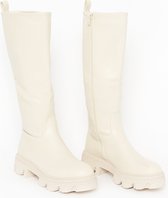 LOLALIZA Hoge laarzen met rits en profielzool - Beige - Maat C41