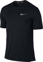 Nike Dry Miler Top SS Sportshirt Heren - Black/Black/(Reflective Silv)