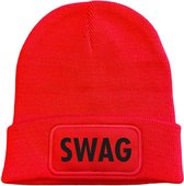 Muts rood - Swag - soBAD. | Winter soBAD. muts | beanies volwassenen | winter muts volwassen | muts heren | muts dames | beanie | mutsen | mutsen heren | mutsen dames | muts heren