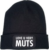 Muts zwart - Love u very muts - soBAD. | Winter soBAD. muts | beanies volwassenen | winter muts volwassen | muts heren | muts dames | beanie | mutsen | mutsen heren | mutsen dames