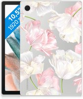 Leuk Hoesje Samsung Galaxy Tab A8 2021 Cover Mooie Bloemen met doorzichte zijkanten