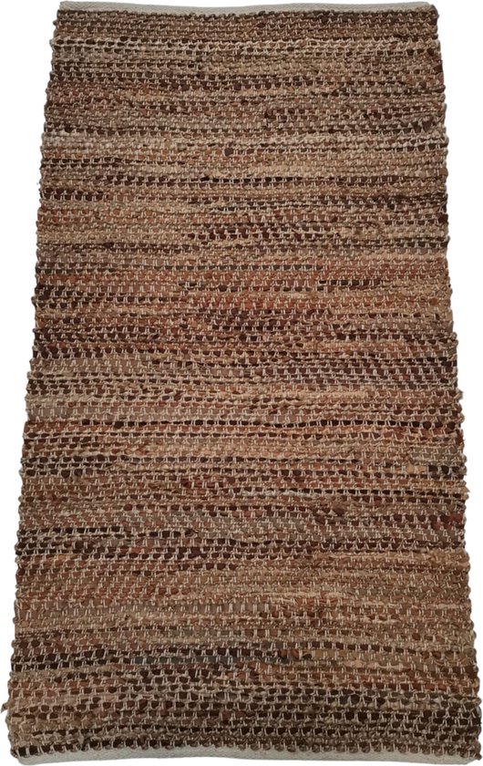 Rocaflor - Vloerkleed - Loper - 80x240cm - Jute - Gerecycled leer - aardetinten - geweven