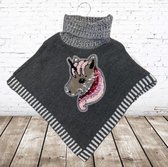 Poncho met eenhoorn Grijs -s&C-134/140-Meisjes vest
