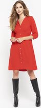 LOLALIZA Rechte jurk met knopen - Rood - Maat 46