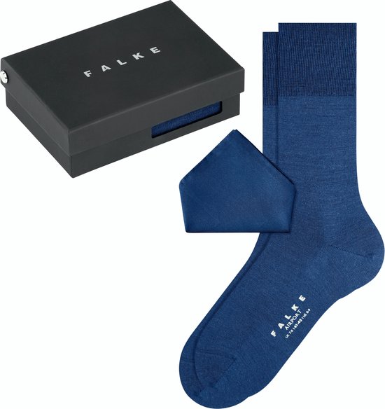 FALKE Airport Pocket Square Box hoge kwaliteit ademend mid-rise warme dikke winter ondoorzichtig geschenkset Merinowol Katoen Blauw Heren sokken - Maat 39-40