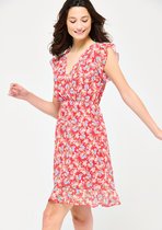 LOLALIZA Halflange jurk met fijne bloemenprint - Rood - Maat 38