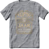 50 Jaar Legendarisch Gerijpt T-Shirt | Okergeel - Ivoor | Grappig Verjaardag Cadeau | Dames - Heren | - Donker Grijs - Gemaleerd - 3XL