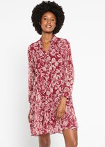 LOLALIZA Babydoll jurk met bloemenprint - Bordeaux - Maat 36