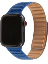 Geschikt voor Apple Watch Bandje 38/40/41mm - Leer met magneetsluiting - Blauw