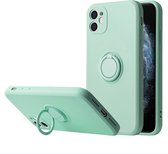 Apple iPhone 13 Back Cover | Telefoonhoesje | Ring Houder | Wit Groen