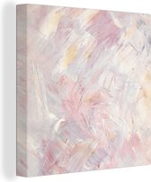 Canvas Schilderij Olieverfschilderij Roze - 90x90 cm - Wanddecoratie