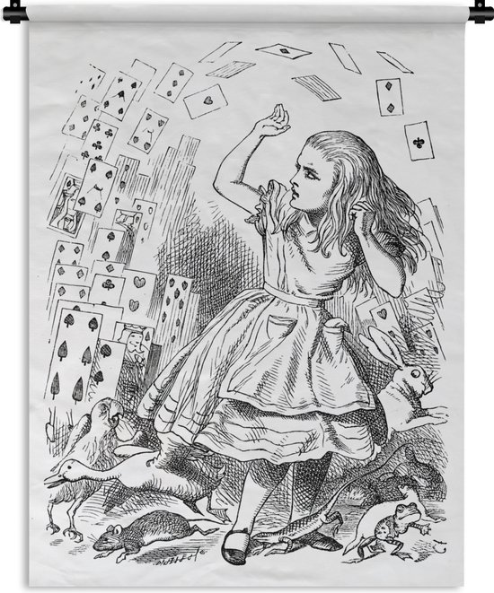 Tapisserie Alice au Pays des Merveilles Zwart Wit Illustration