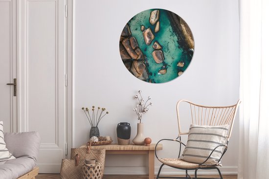 WallCircle - Wall Circle - Wall Circle Indoor - Water - Pierres - Mer - 90x90 cm - Décoration murale - Peintures Ronds