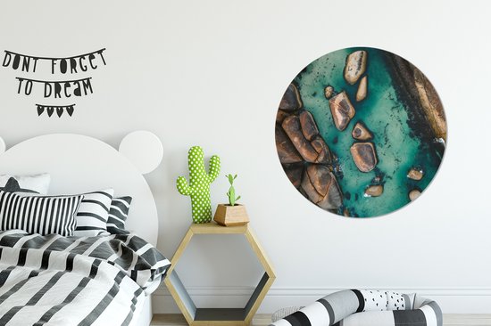 WallCircle - Wall Circle - Wall Circle Indoor - Water - Pierres - Mer - 90x90 cm - Décoration murale - Peintures Ronds
