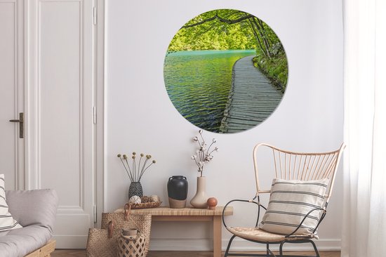 WallCircle - Wall Circle - Wall Circle - Route au bord de l'eau au parc national des lacs de Plitvice - Aluminium - Dibond - 120x120 cm - Intérieur et extérieur XXL