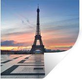 Muurstickers - Sticker Folie - De Eiffeltoren vanaf het plein van Palais de Chaillot met zonsondergang - 30x30 cm - Plakfolie - Muurstickers Kinderkamer - Zelfklevend Behang - Zelfklevend behangpapier - Stickerfolie