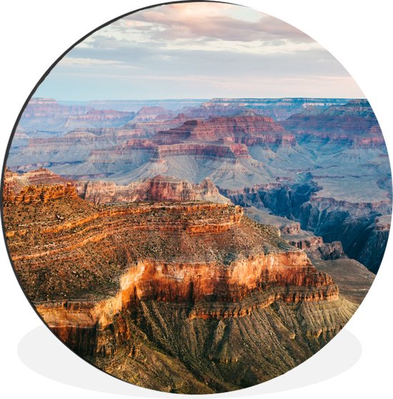 WallCircle - Wandcirkel - Muurcirkel - Uitzicht over de hele Grand Canyon - Aluminium - Dibond - ⌀ 30 cm - Binnen en Buiten