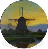 WallCircle - Wandcirkel - Muurcirkel - Oostzijdse molen - Piet Mondriaan - Aluminium - Dibond - ⌀ 140 cm - Binnen en Buiten