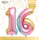 Cijfer Ballon 16 Jaar * Hoera 16 Jaar Snoes * 80 cm Verjaardag Nummer Ballon * Snoes * Verjaardag Versiering * Kinderfeestje * Regenboog * Unicorn Party * Nummer Ballon 16