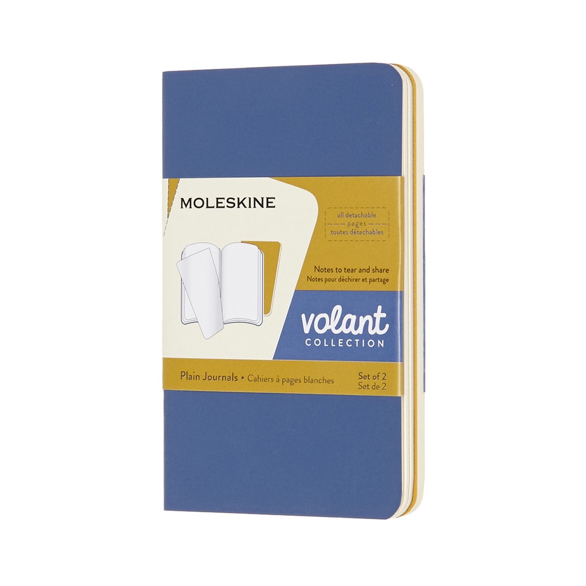 Moleskine Volant Journals - Extra Small - Blanco - Blauw/Geel