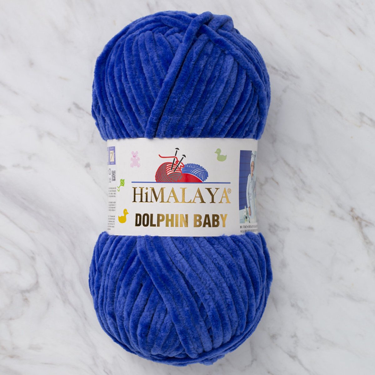 Himalaya Dolphin Baby 80329 Pruisisch blauw Fluwelen Garen, Breien en Haken, 100g, Super Zacht, Fluweel Breigaren, Volumineuze Pluche, Schijnen Fluweelachtig, Chenille Dolfijn Baby Wol, Amigurumi, Velluto Velours, Breiwol, Haakgaren, Kind Deken
