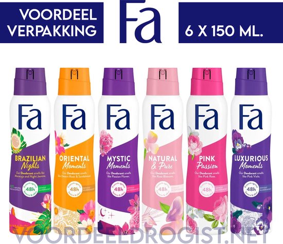 Fa Deodorant 6 x 150 ml - Voordeelverpakking - Try Out Pakket - Mystic,  Oriental,... | bol.com