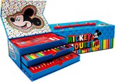 Mickey Mouse tekenkoffer - Mickey Mouse tekenset - Tekenen - 32-delige kleurkoffer - Kleurkoffer - Stiften set - Kleurpotloden set - Waterverf set