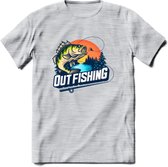 Fishing - Vissen T-Shirt | Beige | Grappig Verjaardag Vis Hobby Cadeau Shirt | Dames - Heren - Unisex | Tshirt Hengelsport Kleding Kado - Licht Grijs - Gemaleerd - M